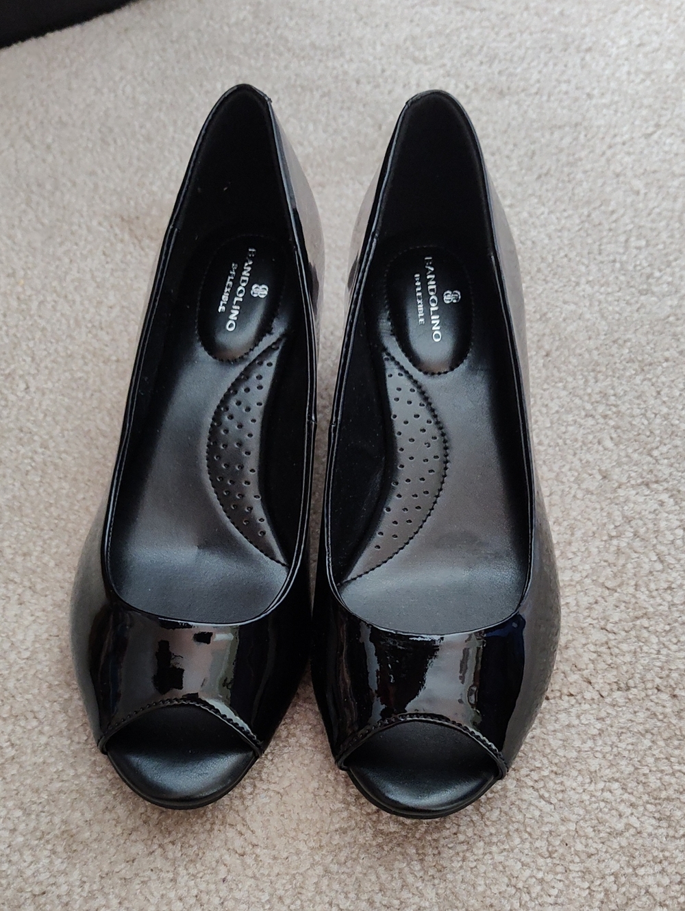 Bandolino Black Patent Open-Toe Heels